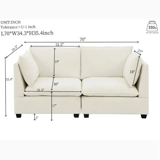 2-Piece Chenille Fabric Upholstered Living Room Furniture Set My Store