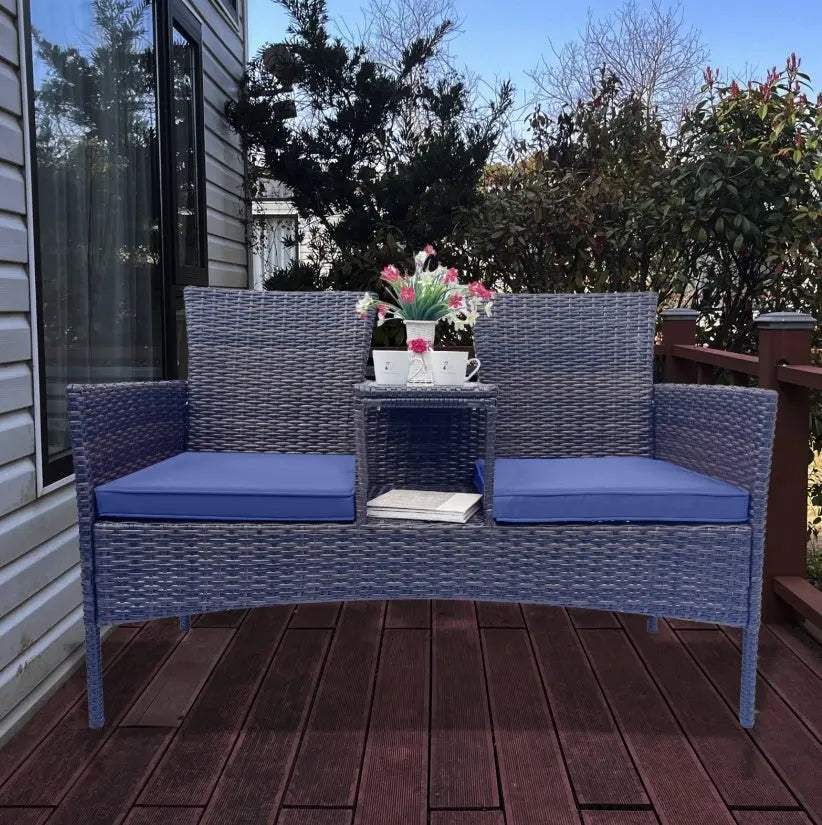 Wicker Patio Conversation Furniture Set, Outdoor Furniture Set With Removable Cushions & Table, Temp My Store