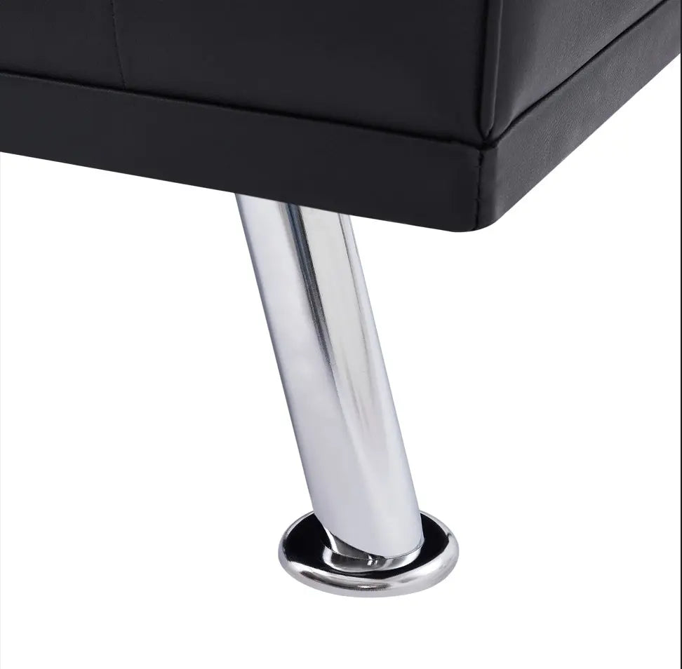 2-seat Sofa With Cup Holder, Folding Sofa Bed- Black My Store