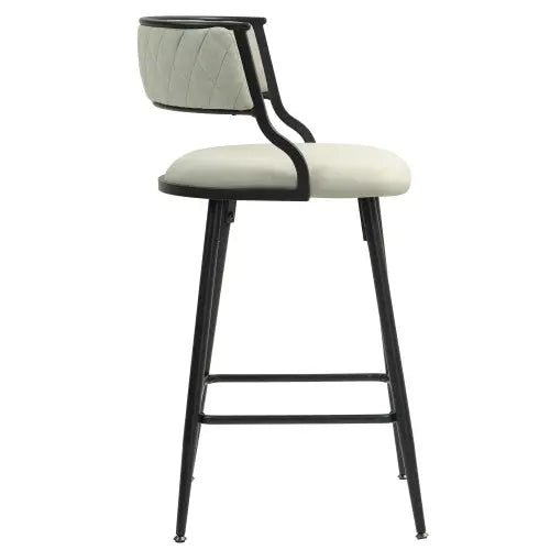 SET OF 2, 26 Counter Height Bar Stools PU Cover Kitchen Island Counter Bar Stool With Black Powder Coating Base And Footrest My Store
