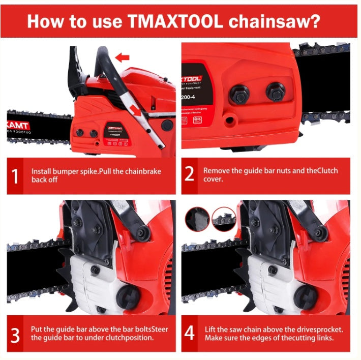 62cc Powerful 20 Inch Gas Chainsaw With 2 Stroke My Store