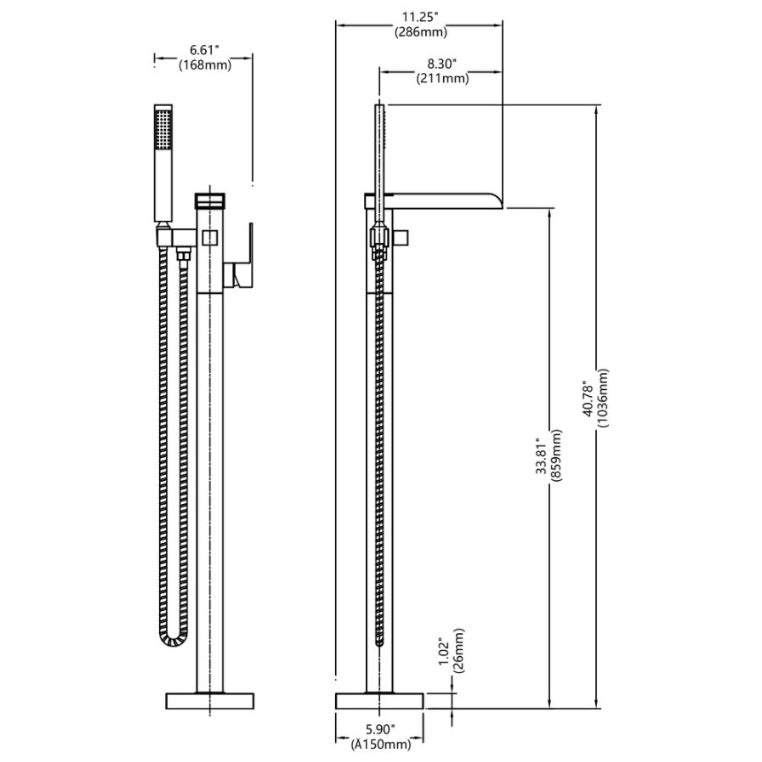 Thermostatic Freestanding Bathtub Faucet Waterfall Tub Filler -Black Inkedjoy