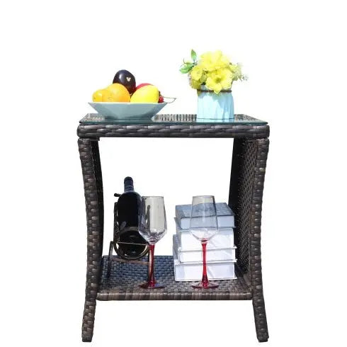 Outdoor Patio Furniture 1 Coffee Table With Clear Tempered Glass My Store