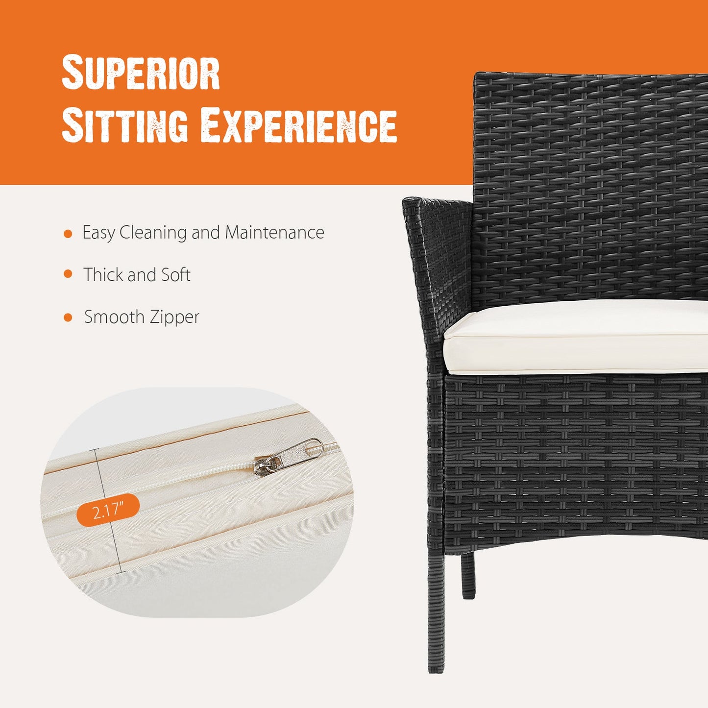 4 Pieces, Outdoor Furniture With Glass Table, Weaving Wicker Rattan Patio Chairs Inkedjoy