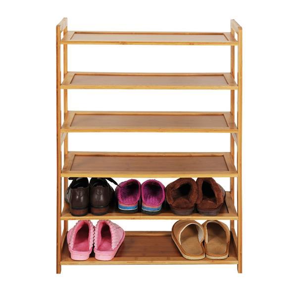 6-story Flat Shoe Rack In Natural Wood Color Inkedjoy
