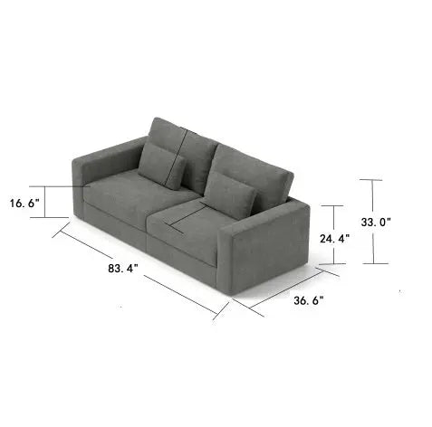 Modern 3 Seater Sofa, Upholstered Compressed Cushions My Store