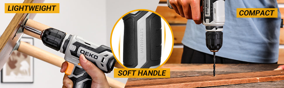 DEKO 12V Power Battery Cordless Drill Set with Small Electric Drills and 3/8-inch Ohberri