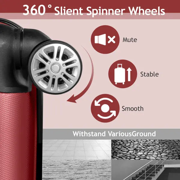 Curved Vertical Stripe 4-in-1 Trolley Case 16in 20in 24in 28in ABS Aluminum Alloy Tie Rod Inkedjoy