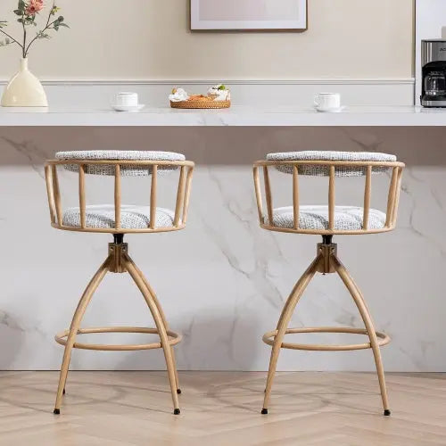 26 Swivel Counter Height Bar Stool, Set Of 2- Fabric Seat With Metal Frame, Modern Industrial Design Bar Chairs For Kitchen Island, Dining Room, Home Bar, Counter Seat My Store