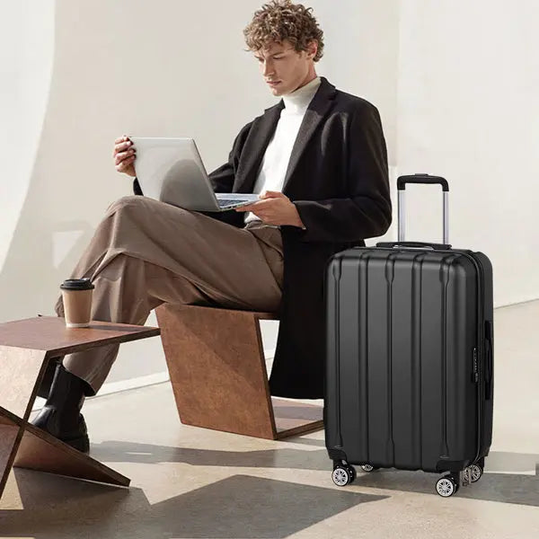 Three In One Set With Vertical Stripe Pattern ABS PC Luggage, 20in, 24in, 28in ABS Inkedjoy