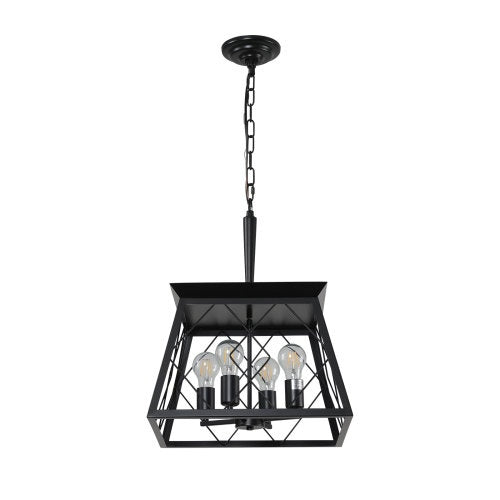 4 Lights Farmhouse Chandelier For Dining Room Black Inkedjoy