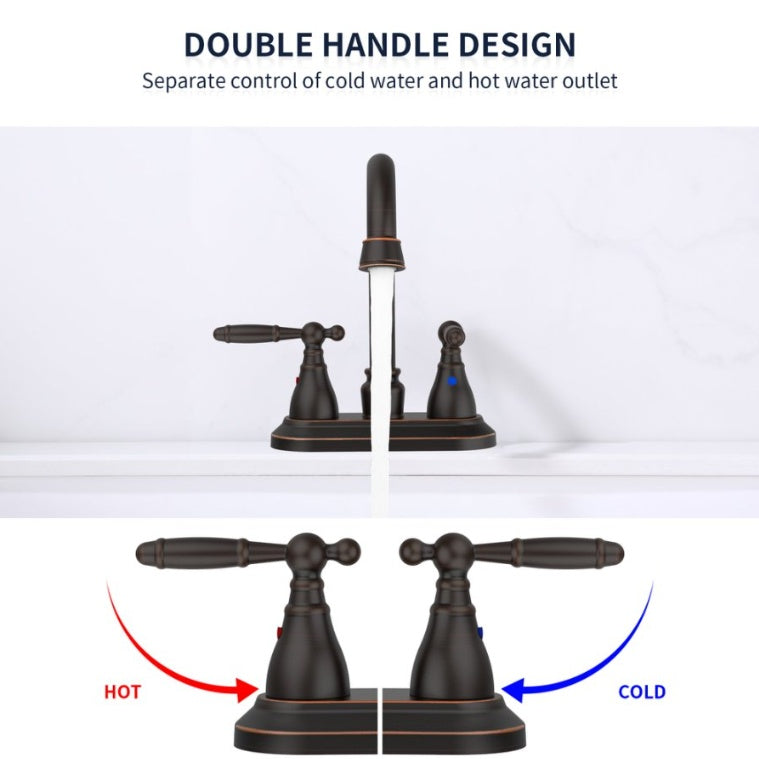 2 Handles Bathroom Sink Faucet, Oil Rubbed Bronze Ohberri