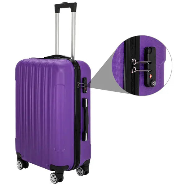 Vertical 3-in-1 Spinner Wheel With Handle Trolley Case - Purple Inkedjoy