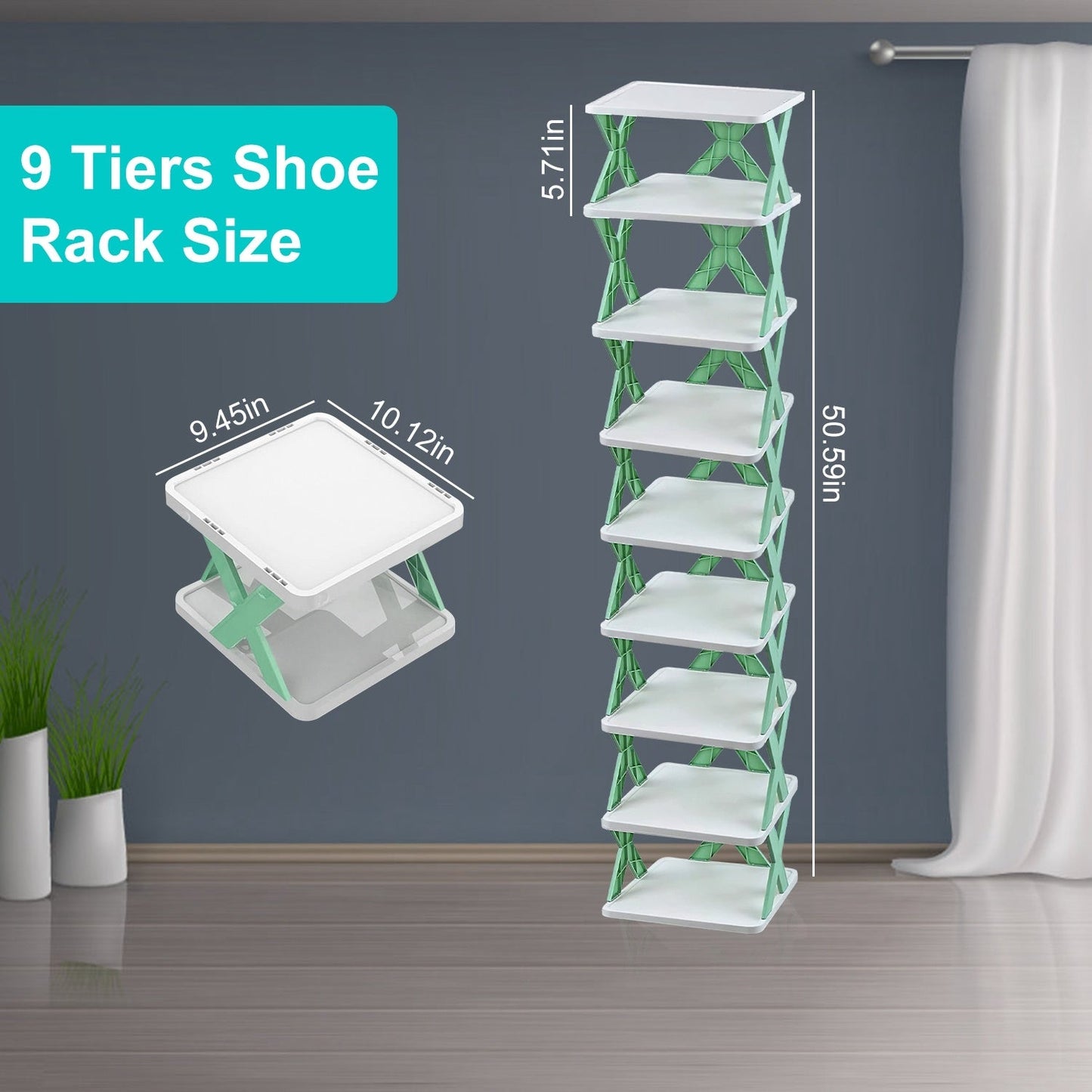 1Pc 9Tier Narrow Entryway Shoe Rack Plastic Vertical Organizer Space Inkedjoy
