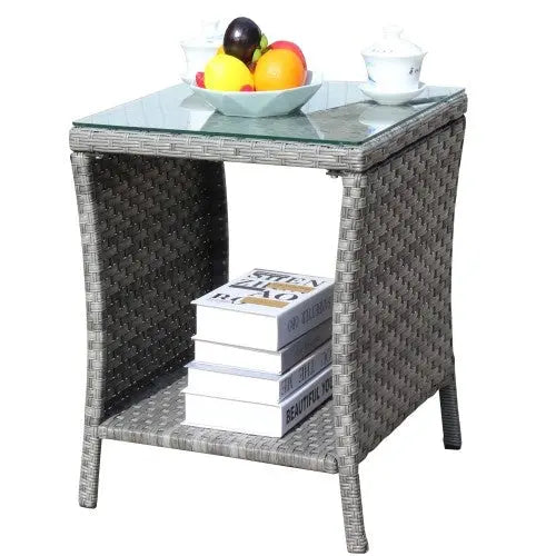 Outdoor Patio Furniture 1 Coffee Table With Clear Tempered Glass My Store