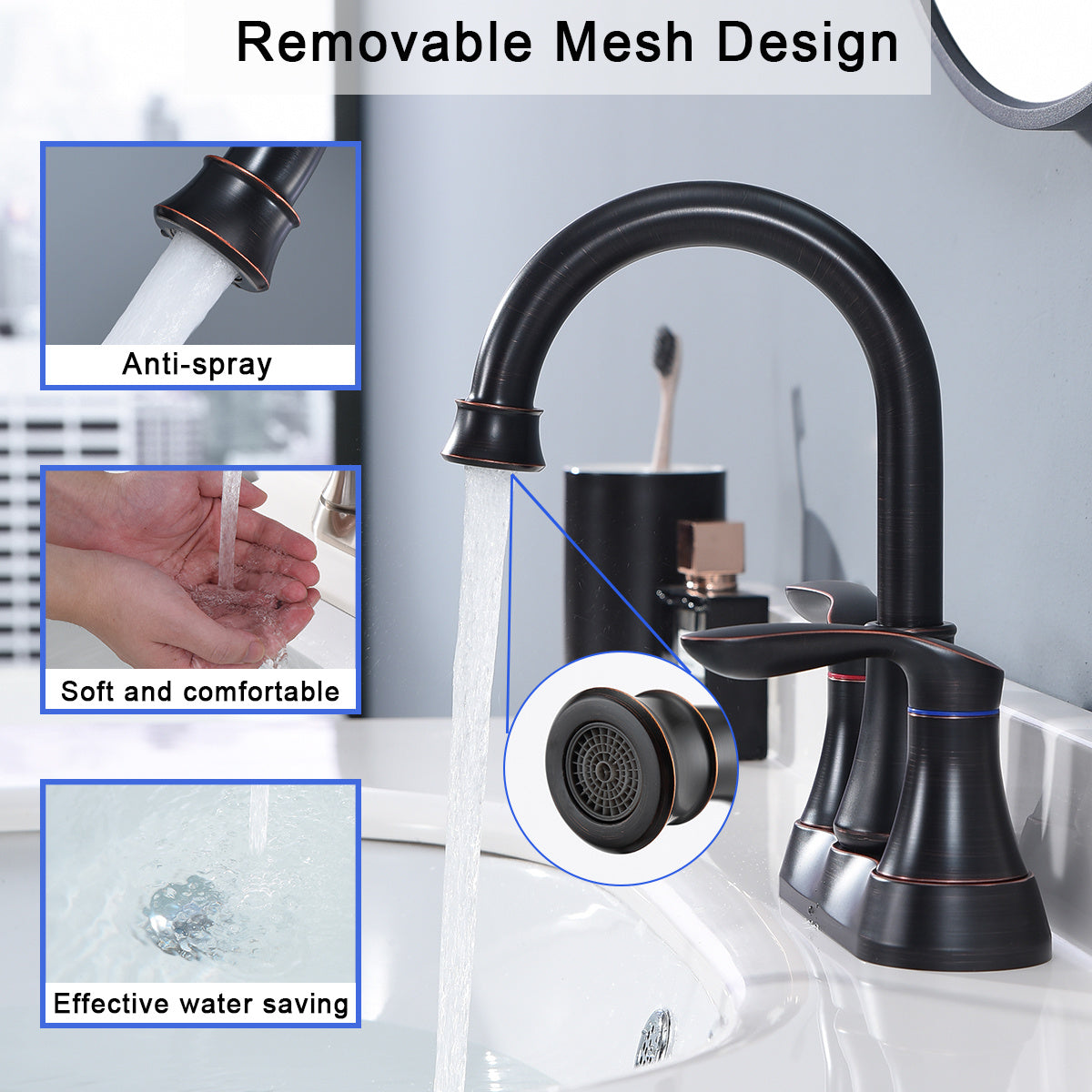 2-Handle 4-Inch Oil Rubbed Bronze Bathroom Faucet Ohberri