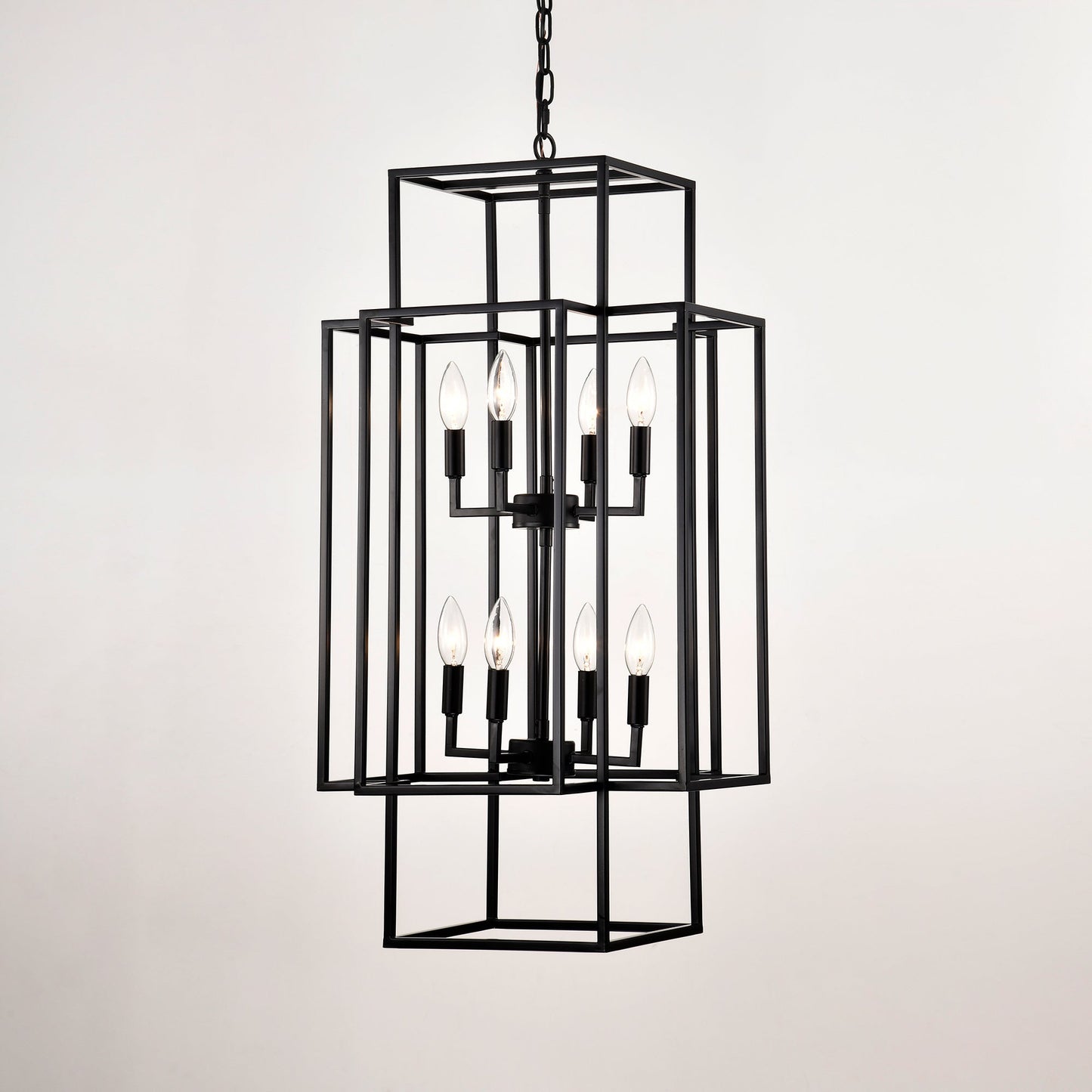 8-Light Metal Lantern Tiered Pendant Hanging Light Fixtures Inkedjoy