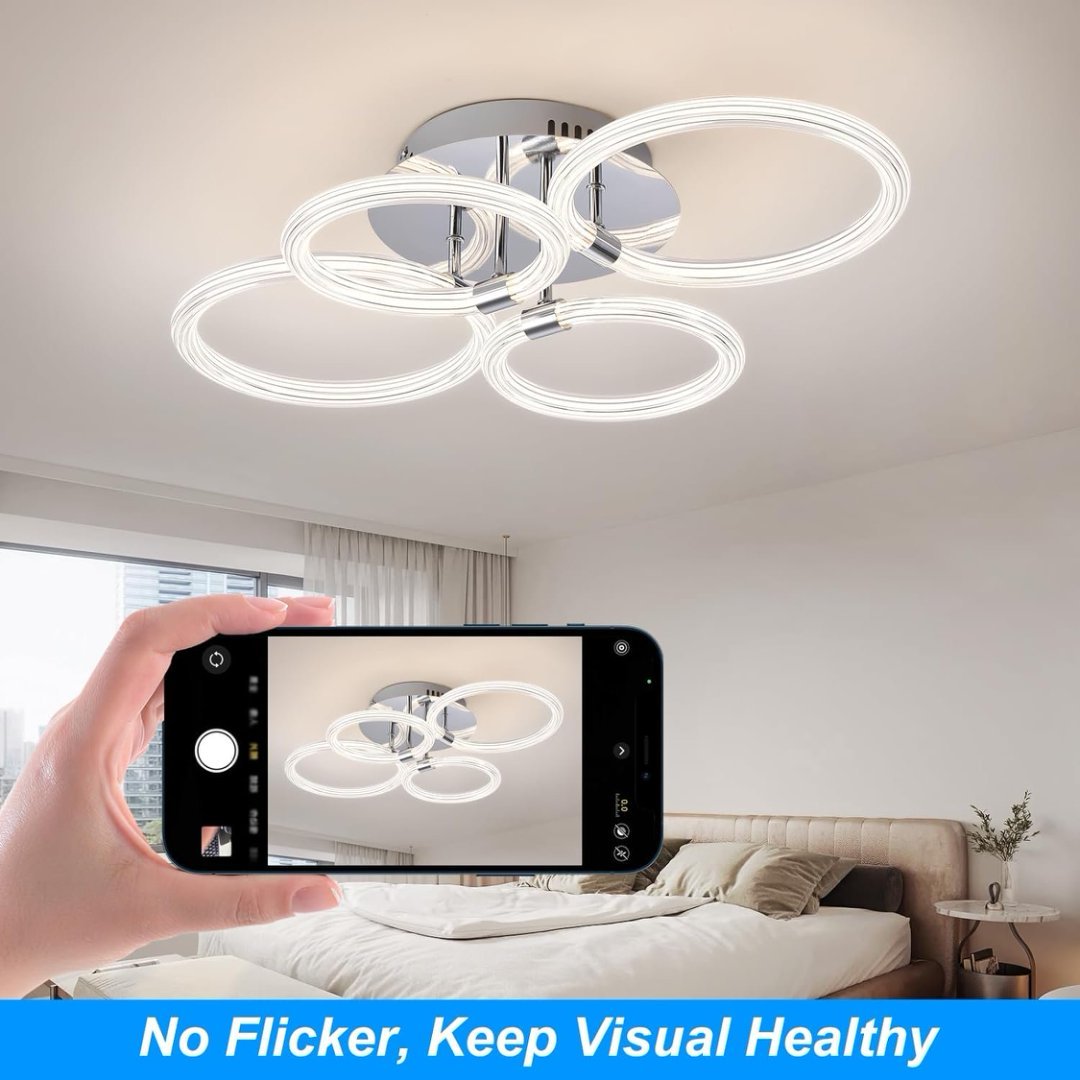 Modern LED Ceiling Light, Flush Mount Ceiling Light With Dimmable Remote Control, 6Rings Acrylic My Store