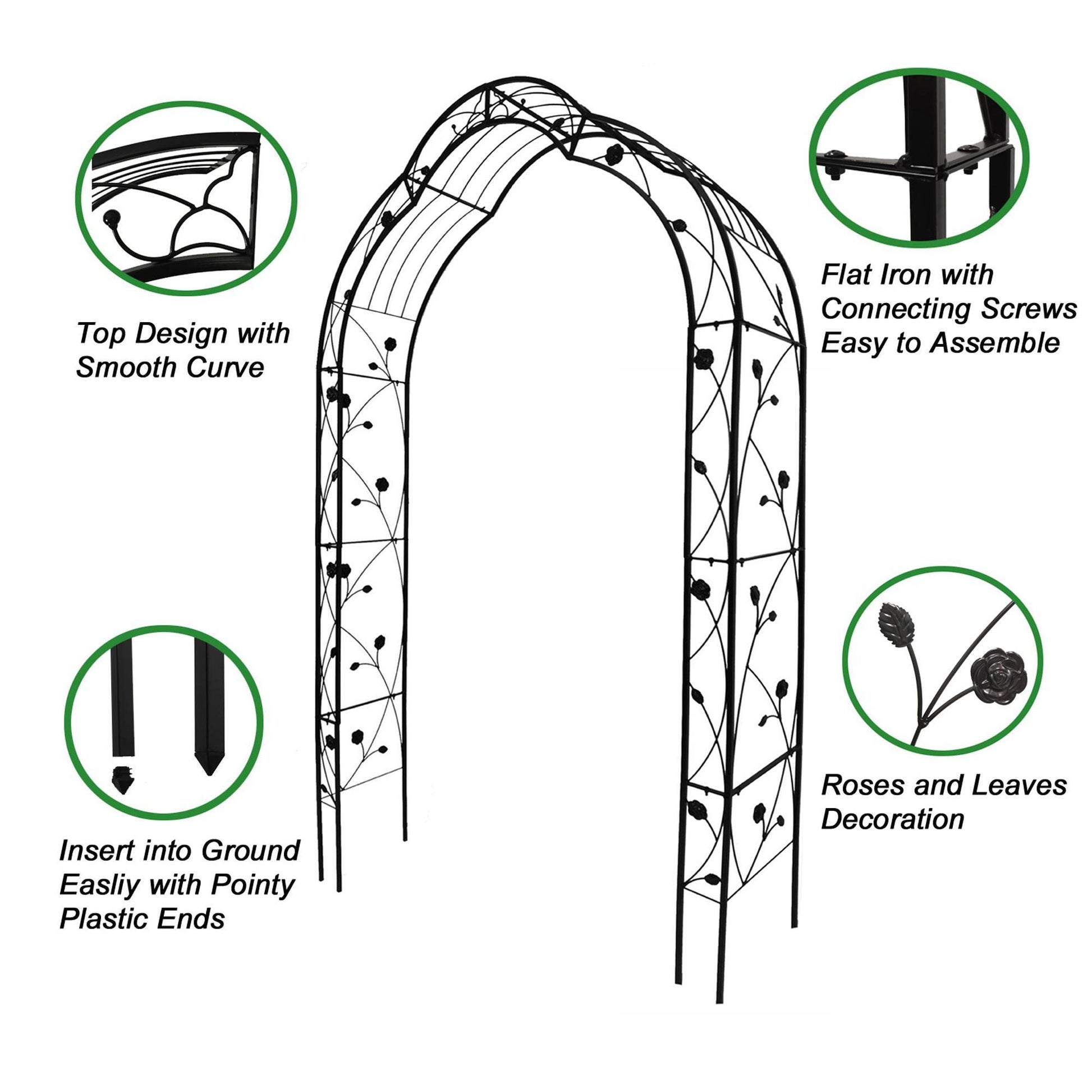 Metal Garden Arch Assemble Freely With 8 Styles Arbor Trellis Climbing Plants Outdoor Inkedjoy