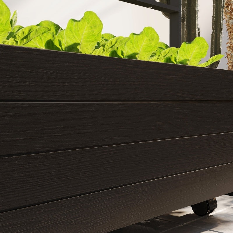 Raised Garden Bed With Trellis And Wheels, Outdoor Planter Wooden Inkedjoy