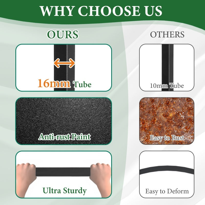 7ft Double-layer Curved Roof With Screen, Planting Frame, Black Wrought Iron Arch Inkedjoy