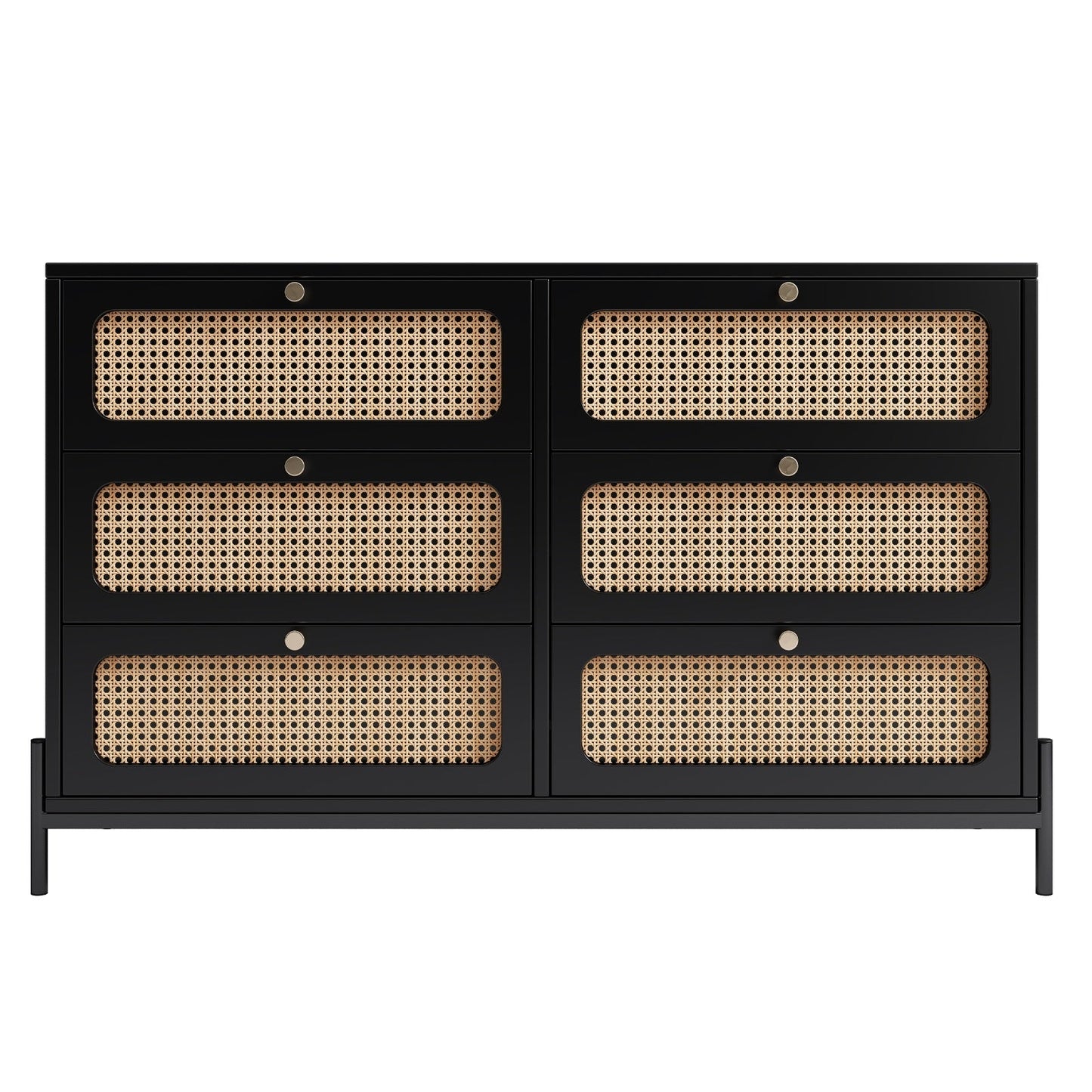 Modern Cannage Rattan Wood 6-Drawer Dresser My Store