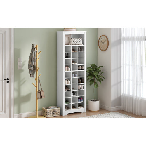 Stylish Design 30 Shoe Cabinet Console, Modern White Inkedjoy