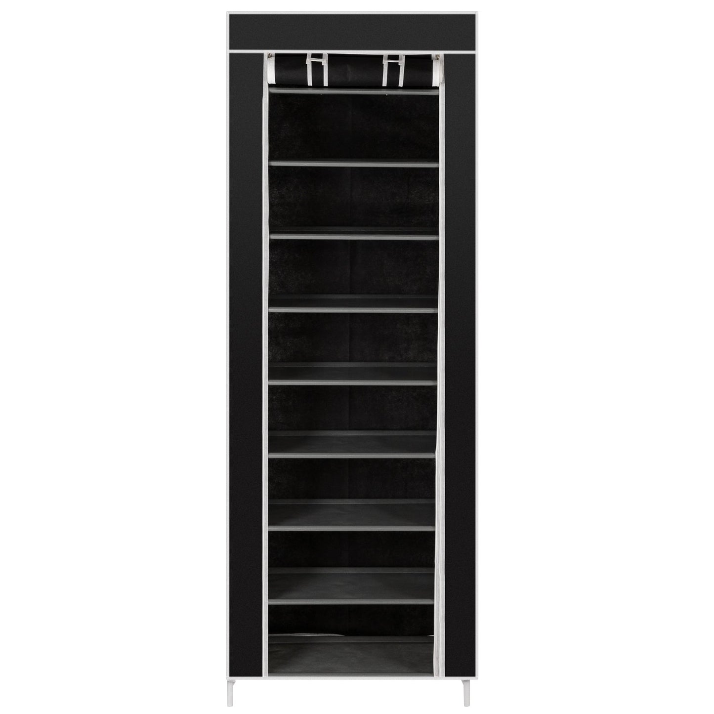 10-layer 9-panel Non-woven Shoe Cabinet Black Inkedjoy
