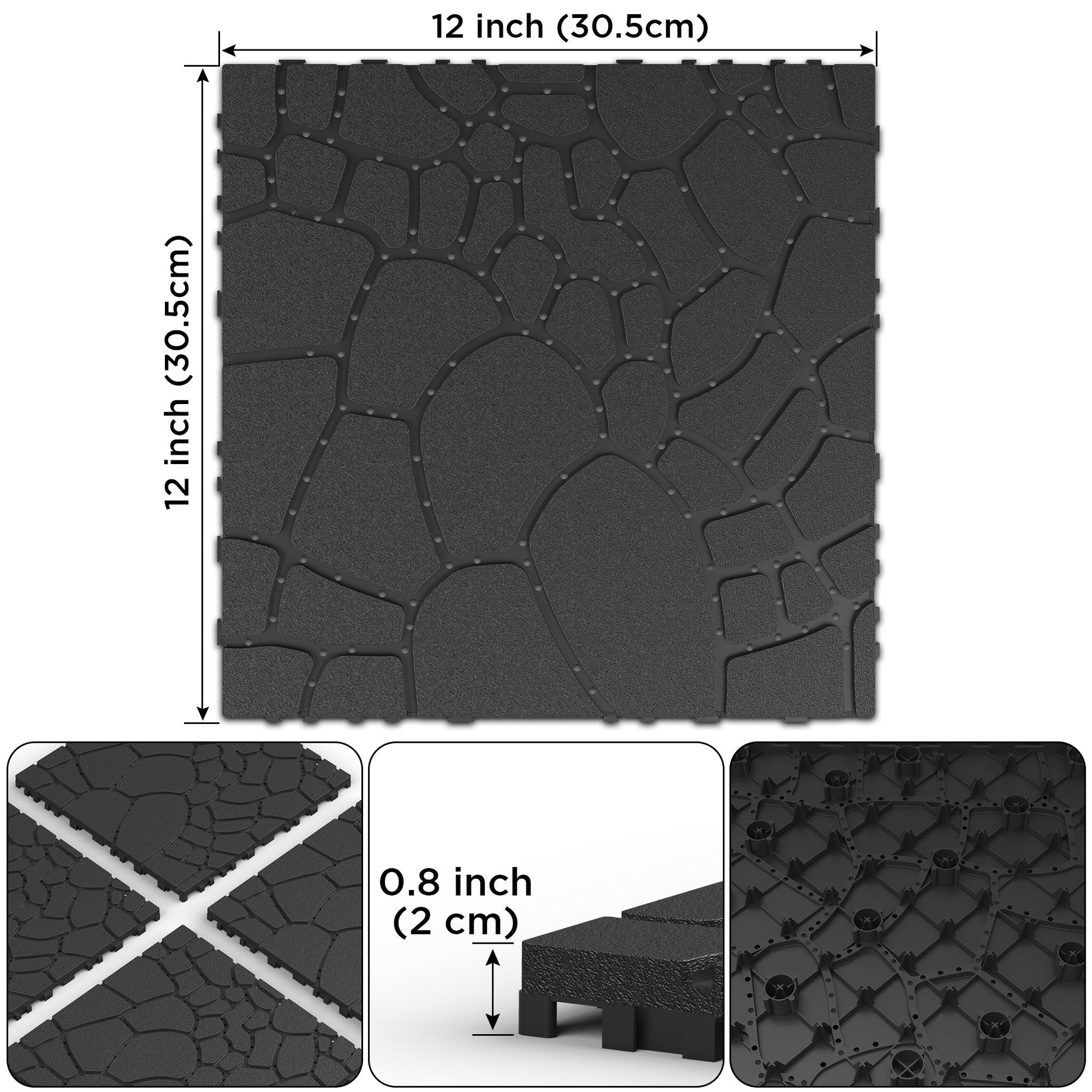 Waterproof, Wear-resistant, DIY Assembly, Garden, Courtyard, Balcony,plastic Flooring Inkedjoy