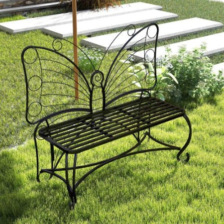 Butterfly Cast Metal Garden Bench Inkedjoy