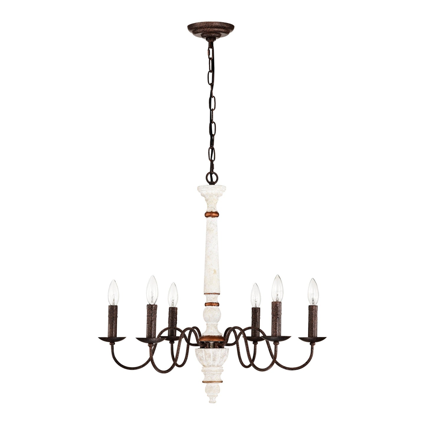 Retro White And Rust Color Chandelier With Light Fixture 6 Light E12 Inkedjoy