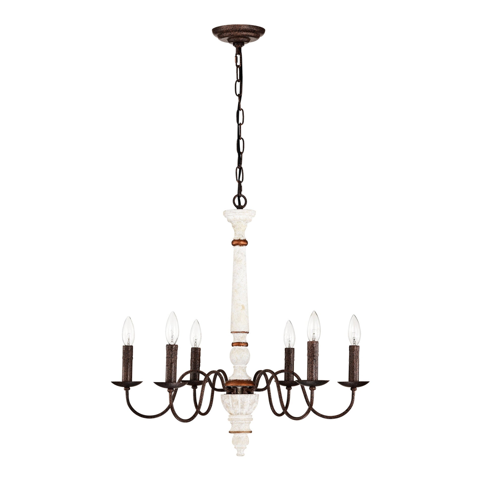 Retro White And Rust Color Chandelier With Light Fixture 6 Light E12 Inkedjoy