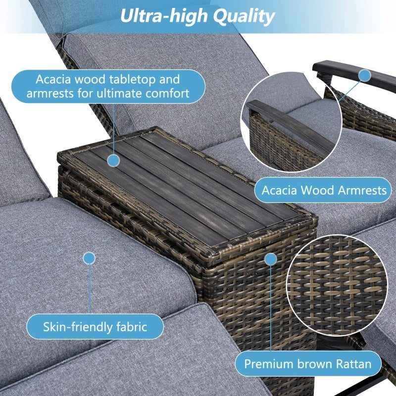 Lounge Chair Double Sofa, Adjustable Backrest Willow Inkedjoy