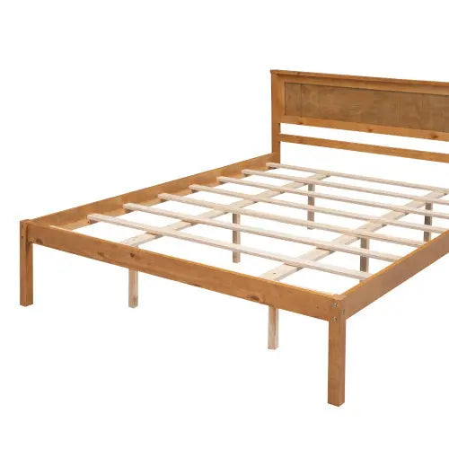 Platform Bed Frame With Headboard, Wood Slat Support, No Box Spring Needed, Queen, Oak My Store