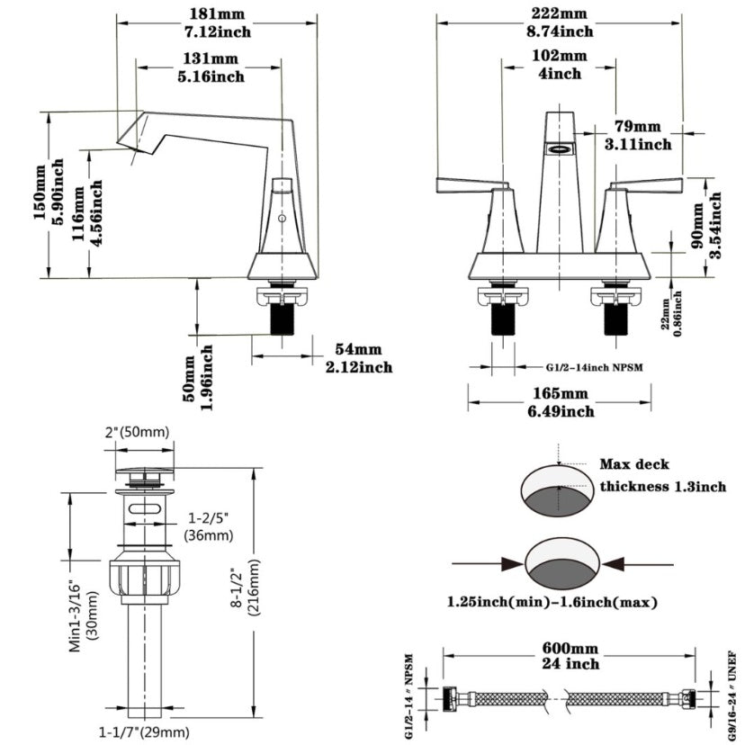 2-Handle Bathroom Sink Faucet Brushed Nickel My Store