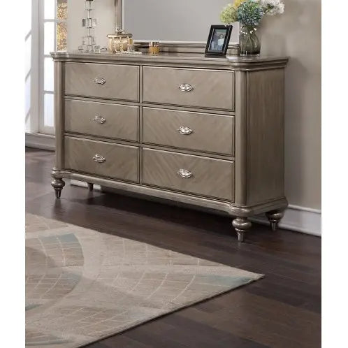 Antique Silver Champagne Finish Dresser W Mirror My Store