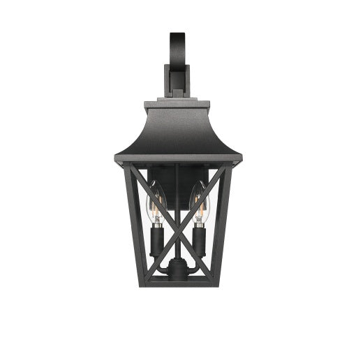 Black Outdoor Wall Light 2 Lights, Large Outdoor Modern Wall Light Fixtures Inkedjoy