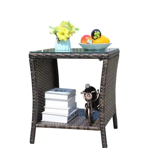 Outdoor Patio Furniture 1 Coffee Table With Clear Tempered Glass My Store