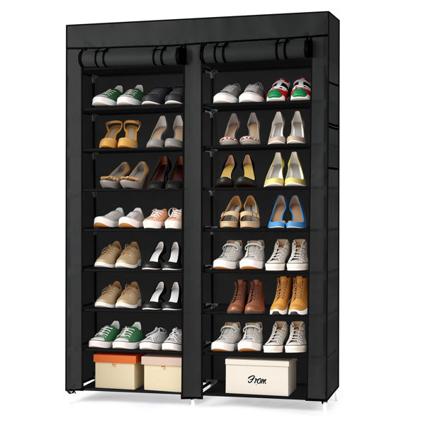 Double Row 10-ply Non Woven Shoe Cabinet, Black Inkedjoy