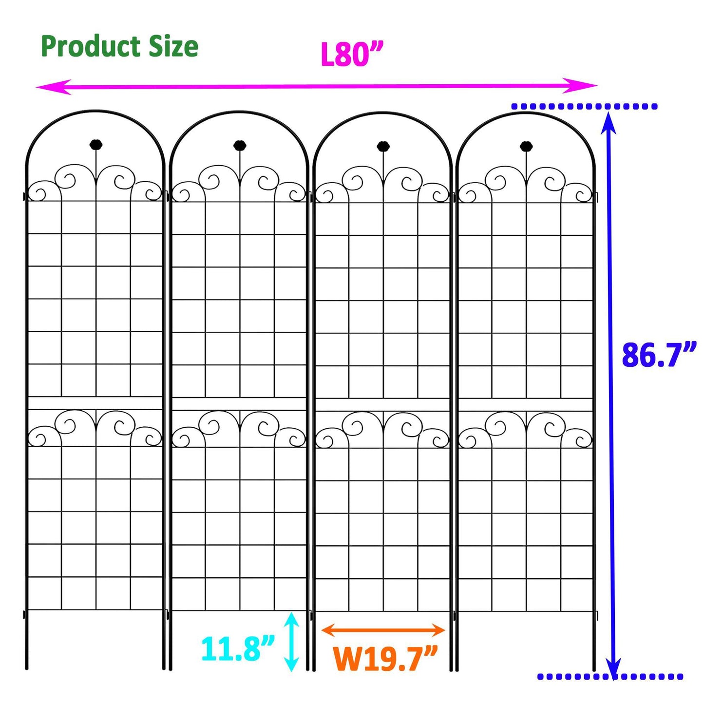 4 Pack Metal Garden Trellis For Climbing Plants Outdoor Netting Trellis Inkedjoy