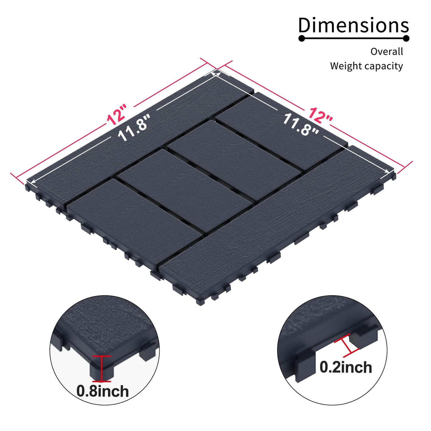 Waterproof, Wear-resistant, DIY Assembly, Garden, Courtyard, Balcony,plastic Flooring Inkedjoy