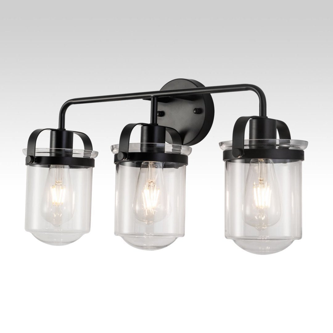 3-Light With Clear Glass Shade,Modern Sconce- Black My Store