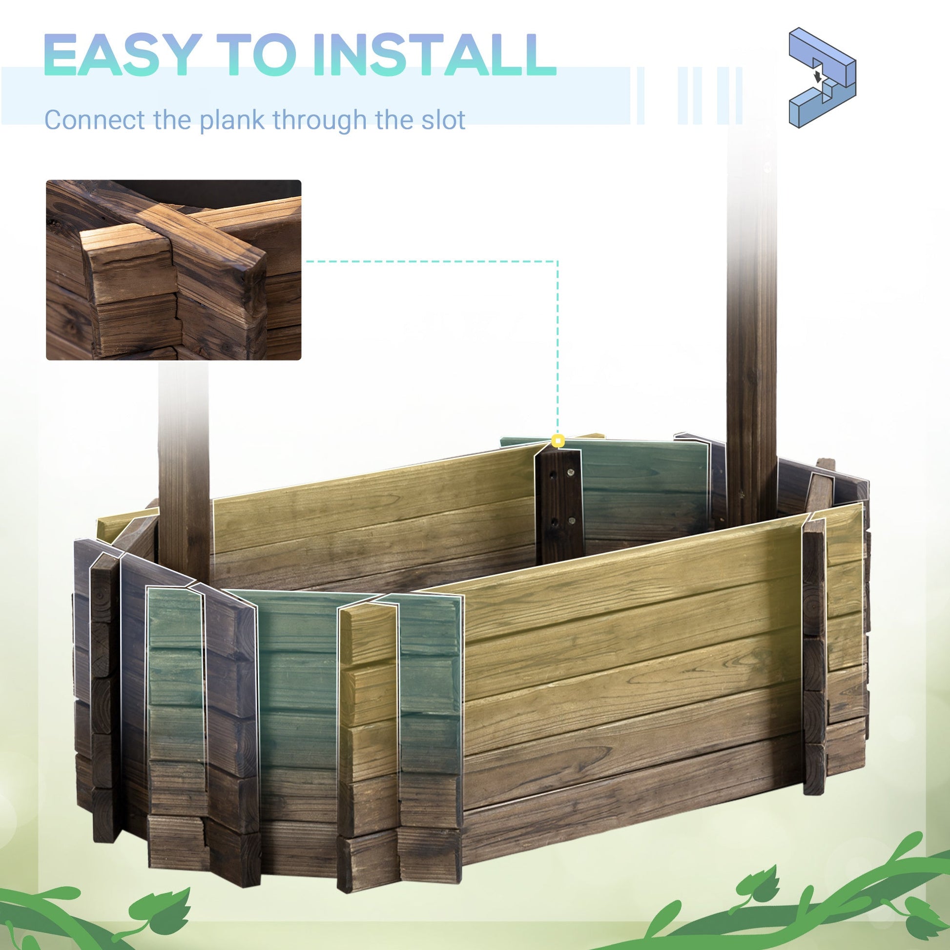 Wishing Well Planter, Wooden Raised Garden Bed Inkedjoy