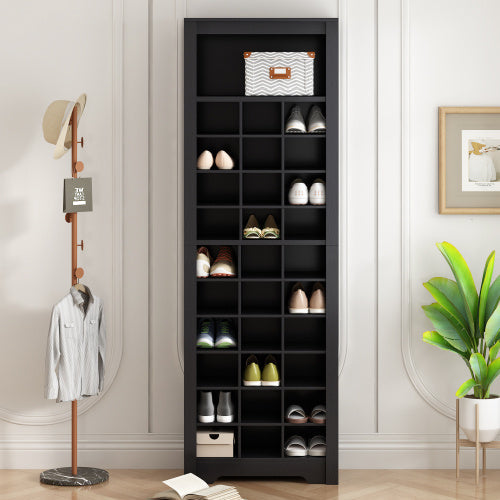 Stylish Design 30 Shoe Cabinet Console, Modern Black Inkedjoy
