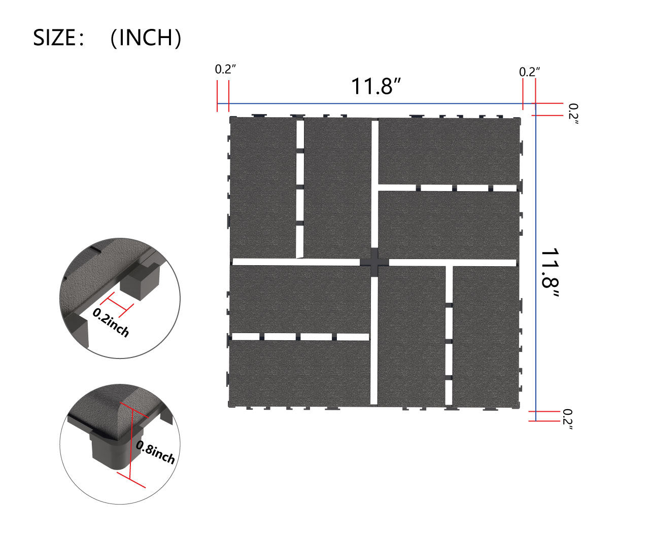 Waterproof, Wear-resistant, DIY Assembly, Garden, Courtyard, Balcony,plastic Flooring Inkedjoy