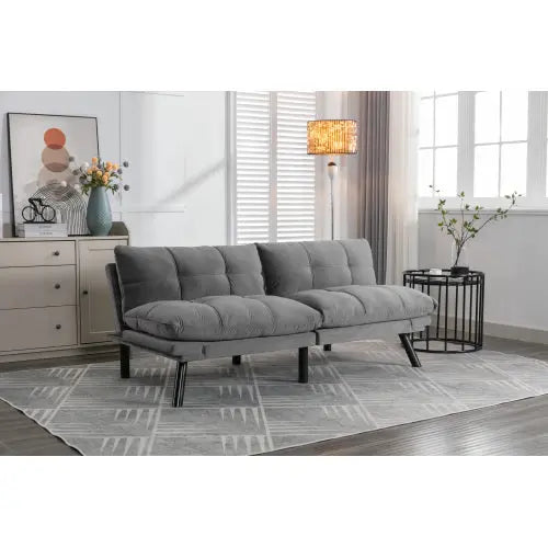Light Grey Convertible Folding Modern Sofa Bed My Store