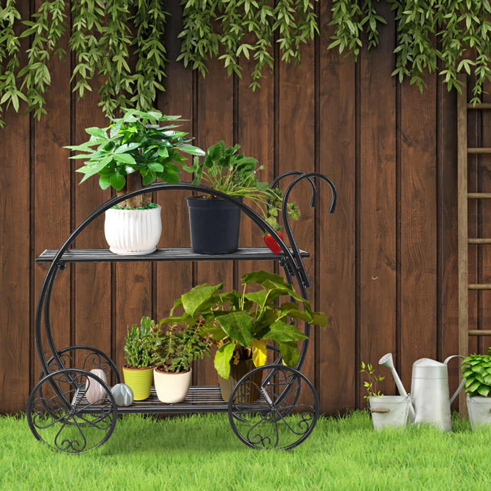 Heavy Duty Metal Flower Cart Plant Stand Inkedjoy
