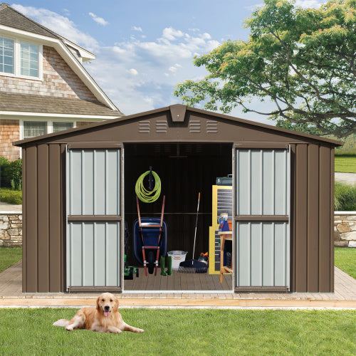 11 X 12.5 With Galvanized Steel Frame & Windows- Brown Inkedjoy