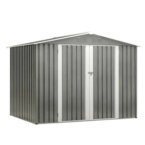 8 X 6 FT Garden Tool Storage Sheds With Metal Foundation With Floor Frame Grey My Store