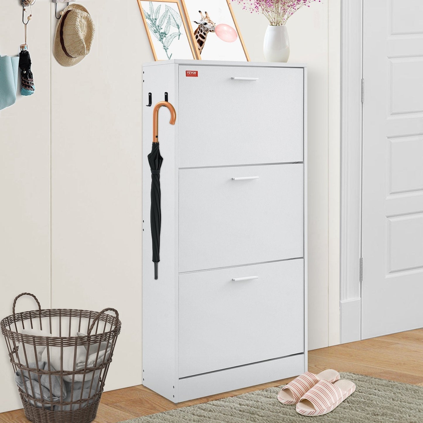 Shoe Cabinet With 3 Flip Drawers Inkedjoy